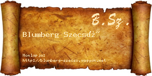 Blumberg Szecső névjegykártya